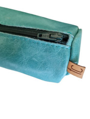 Pencil case turquoise leather