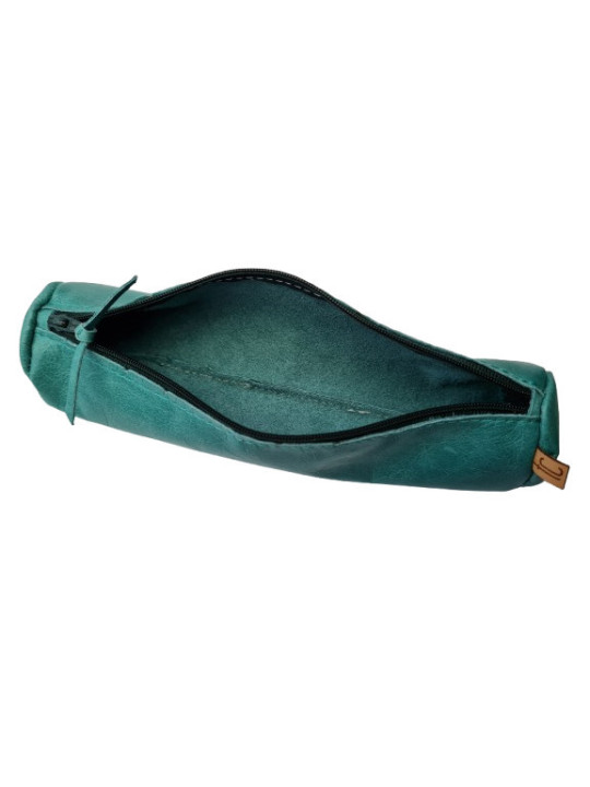 Pencil case turquoise leather