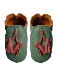 vegan slippers pastel green with pompoms