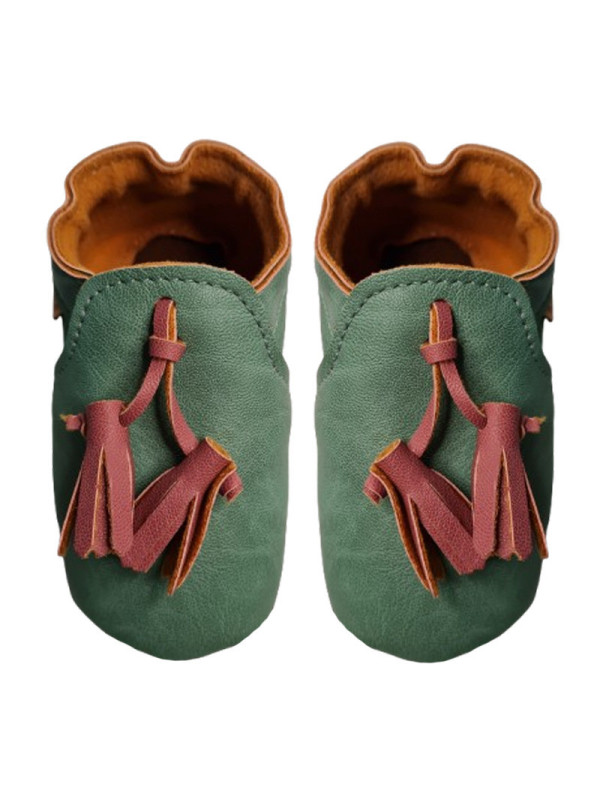 vegan slippers pastel green with pompoms