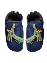 vegan slippers blue with pompoms