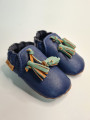 vegan slippers blue with pompoms
