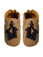 vegan slippers brown with pompoms