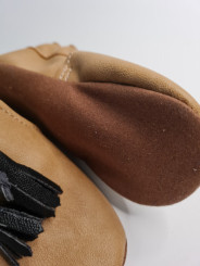vegan slippers brown with pompoms