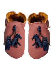 chaussons vegan rose avec pompons