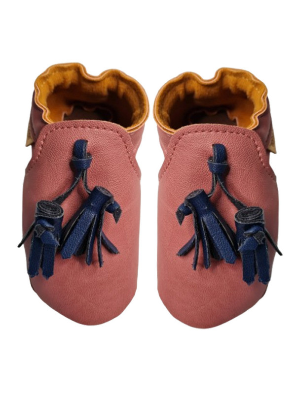 chaussons vegan rose avec pompons
