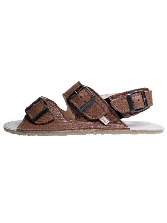 Triple buckle sandals brown