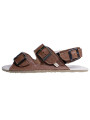 Triple buckle sandals brown