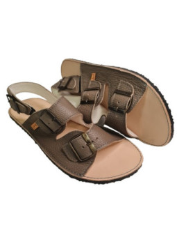Triple buckle sandals brown