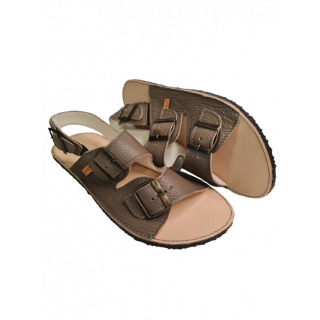 Triple buckle sandals brown