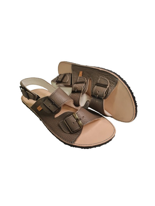 Triple buckle sandals brown
