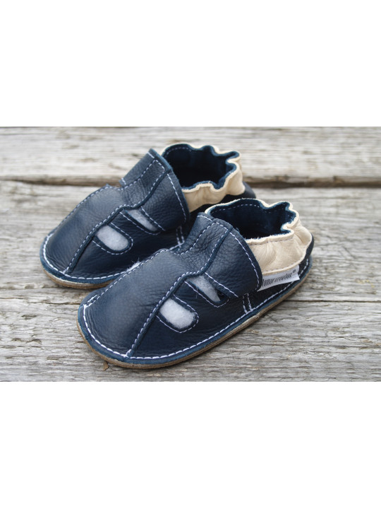 Organic leather shoes blue summer