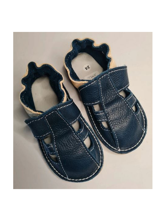 Organic leather shoes blue summer