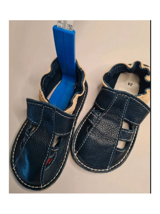 Organic leather shoes blue summer