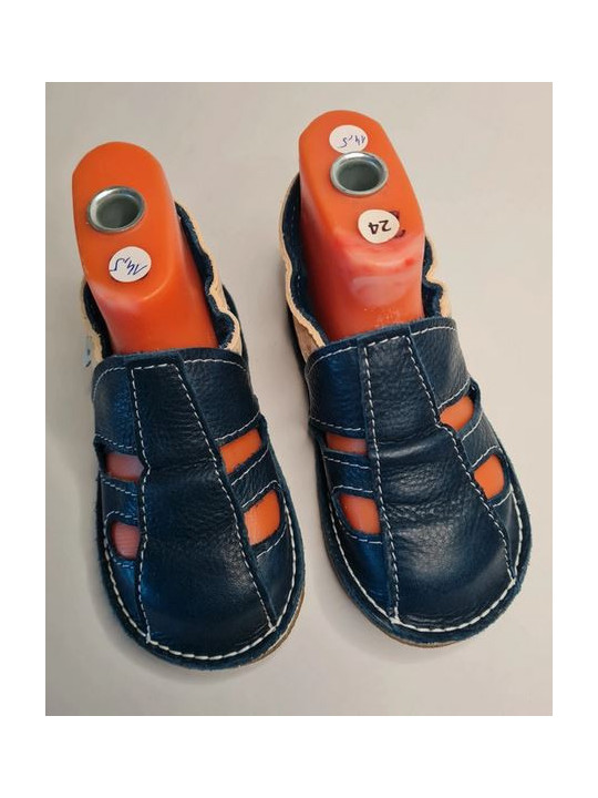 Organic leather shoes blue summer