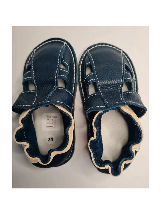 Organic leather shoes blue summer