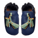 size 22 vegan slippers blue with pompoms