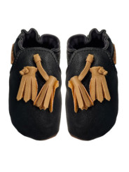 vegan slippers black with pompoms