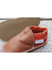Organic leather shoes brown and orange