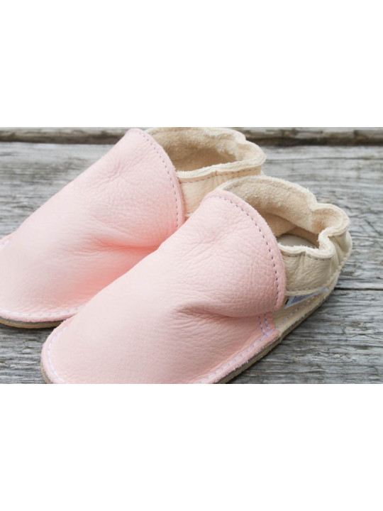 Organic leather shoes pink and beige