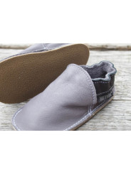 Organic leather shoes gray and black