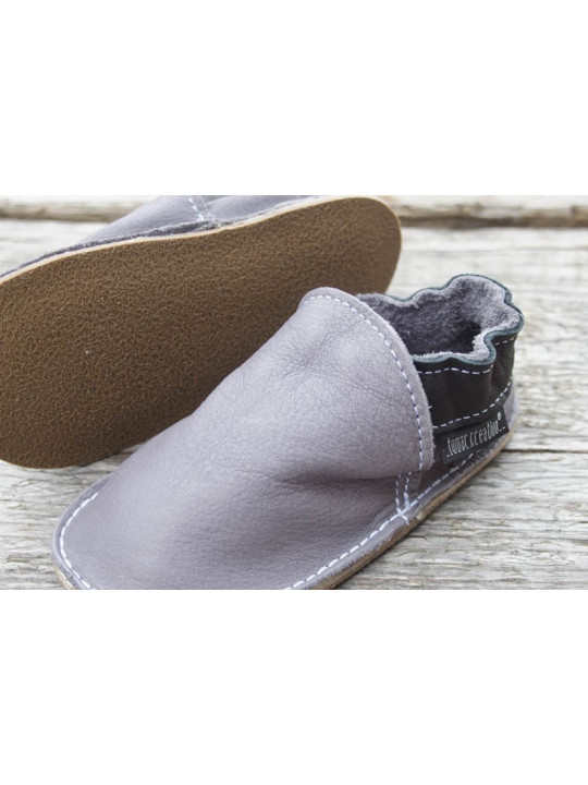 Organic leather shoes gray and black