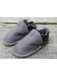 Organic leather shoes gray and black