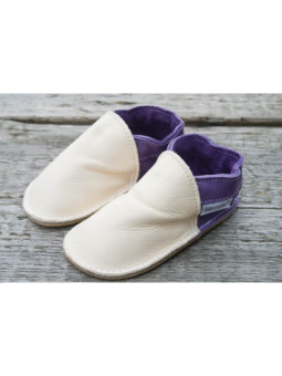 Organic leather shoes mauve and beige