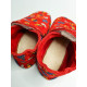 Chaussons de Noel cuir nubuck rouge