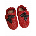 taille 22 Chaussons sublime rouge fourée en laine