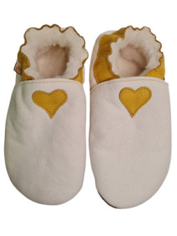 Chaussons mouton motif coloré semelle suédé