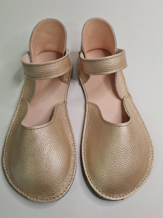 Ballerine barefoot flex cuir shine "doré "