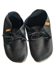 lace up slippers black leather