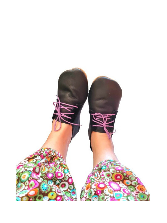 lace up slippers black leather