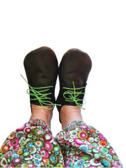 chaussons lace up cuir noir