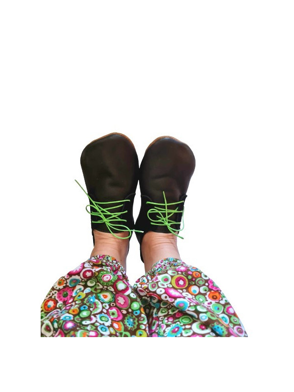 lace up slippers black leather