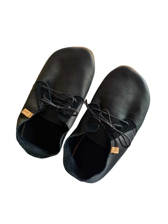 lace up slippers black leather