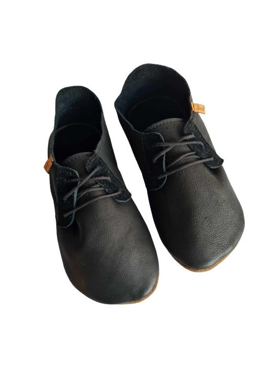 lace up slippers black leather