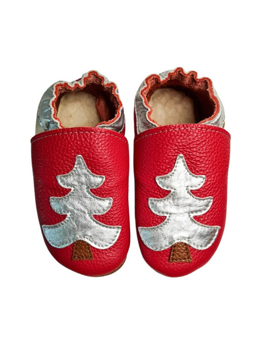 Silver Christmas tree slippers