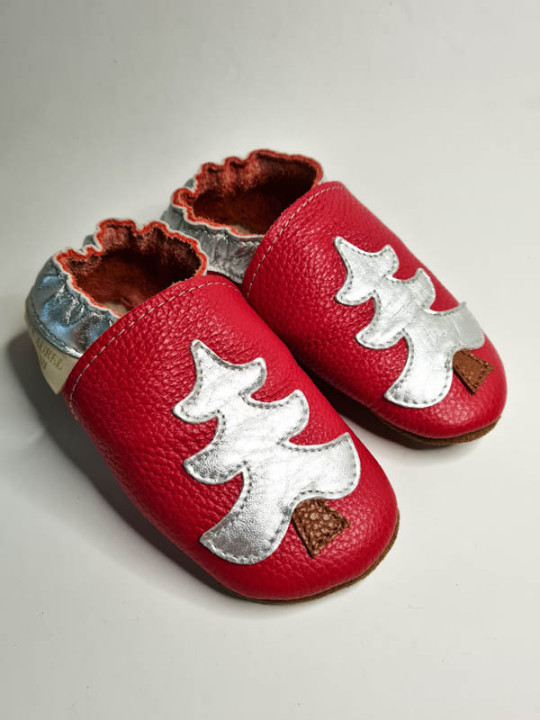 Chaussons de Noel sapin argenté