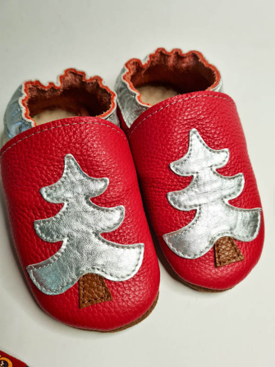 Silver Christmas tree slippers