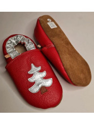 Chaussons de Noel sapin argenté