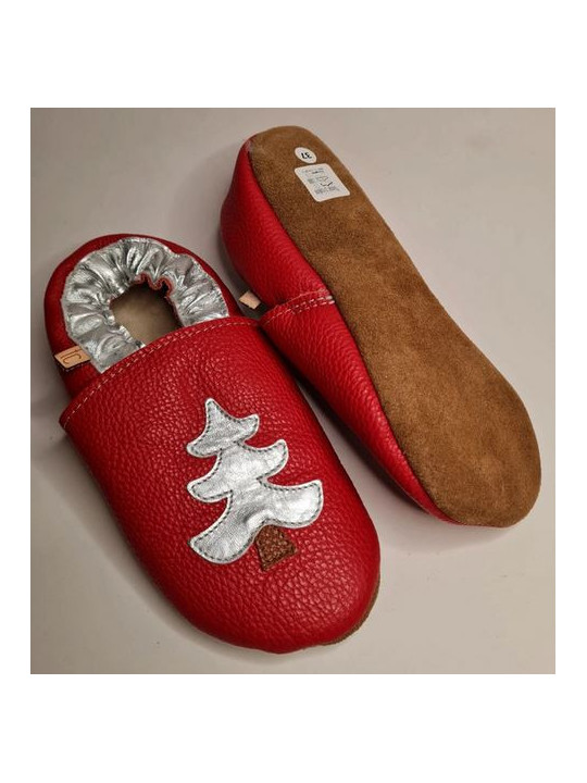 Chaussons de Noel sapin argenté