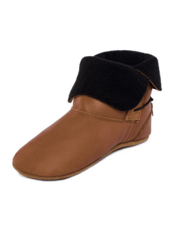 Chaussons Bottines en cuir marron
