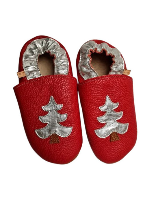 Silver Christmas tree slippers