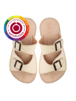 barefoot sandals leather summer woman man double buckles