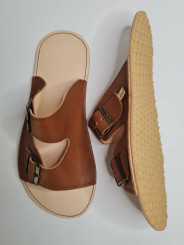 Minimalist wide and soft double buckle flat sandals