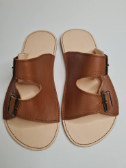 Minimalist wide and soft double buckle flat sandals