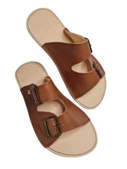 Minimalist wide and soft double buckle flat sandals