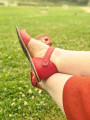Sandales Boho cuir rouge